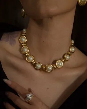 Vintage Pearl Cab Statement Necklace