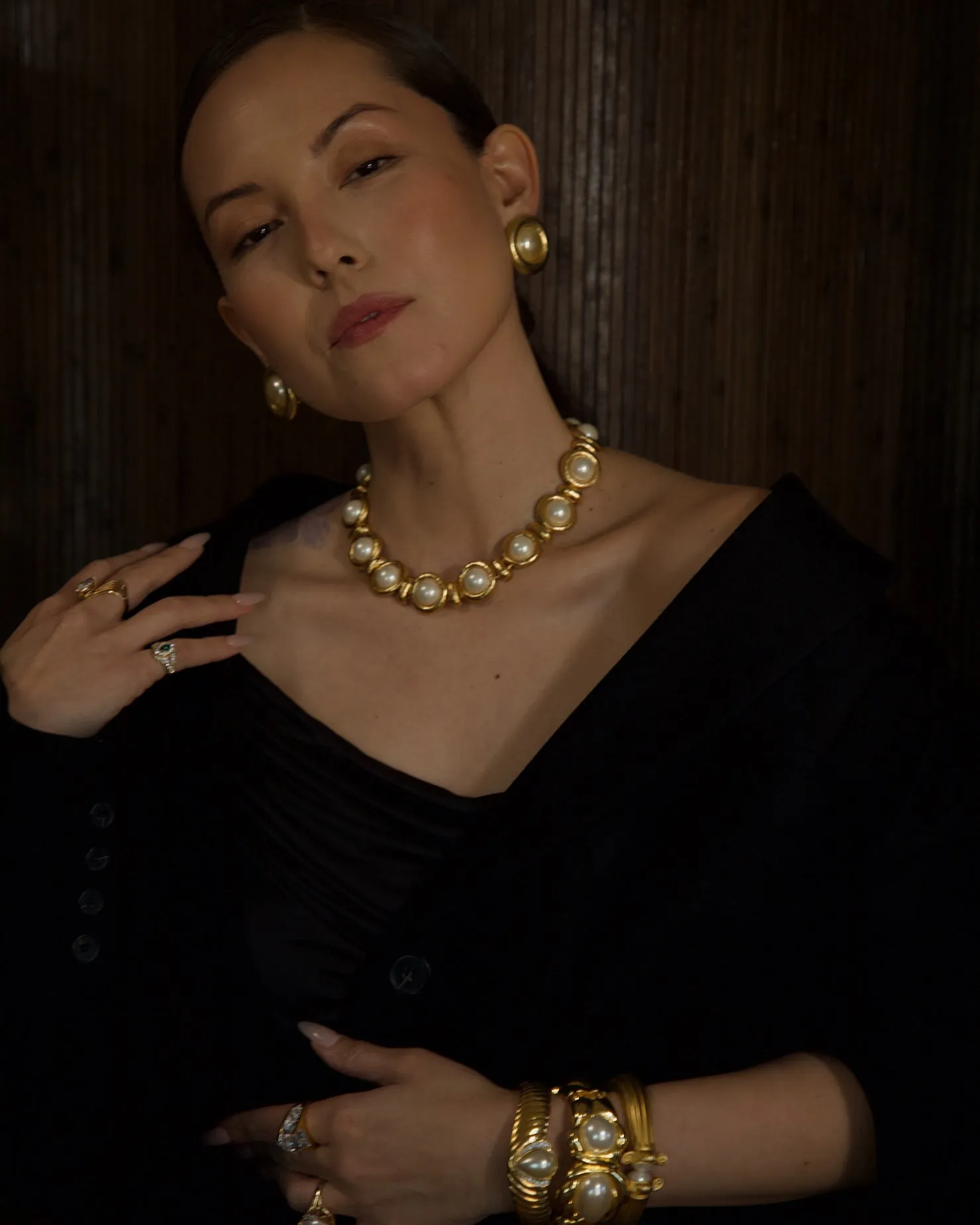 Vintage Pearl Cab Statement Necklace