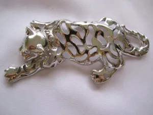 Vintage Pin, Huge Silvertone Lion