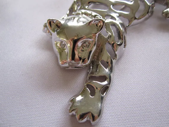 Vintage Pin, Huge Silvertone Lion