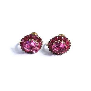 Vintage Pink Rhinestone Princess Style Statement Earrings