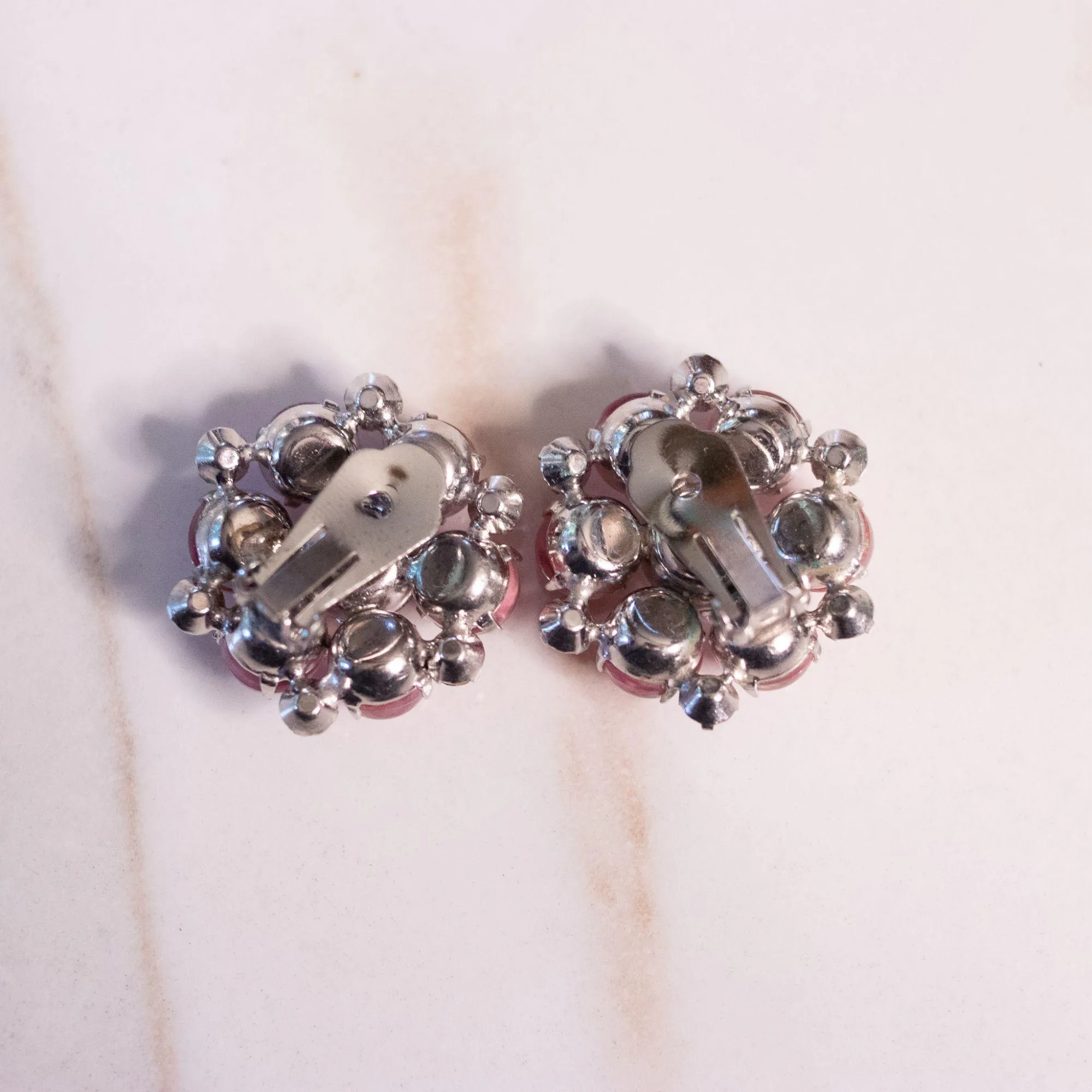 Vintage Pink Rhinestone Statement Earrings