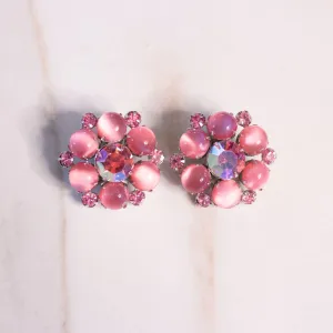 Vintage Pink Rhinestone Statement Earrings