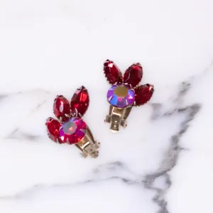 Vintage Red Aurora Borealis Statement Earrings