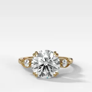 Vintage Ridge Shank Diamond Engagement Ring With Old Euro Cut Diamond