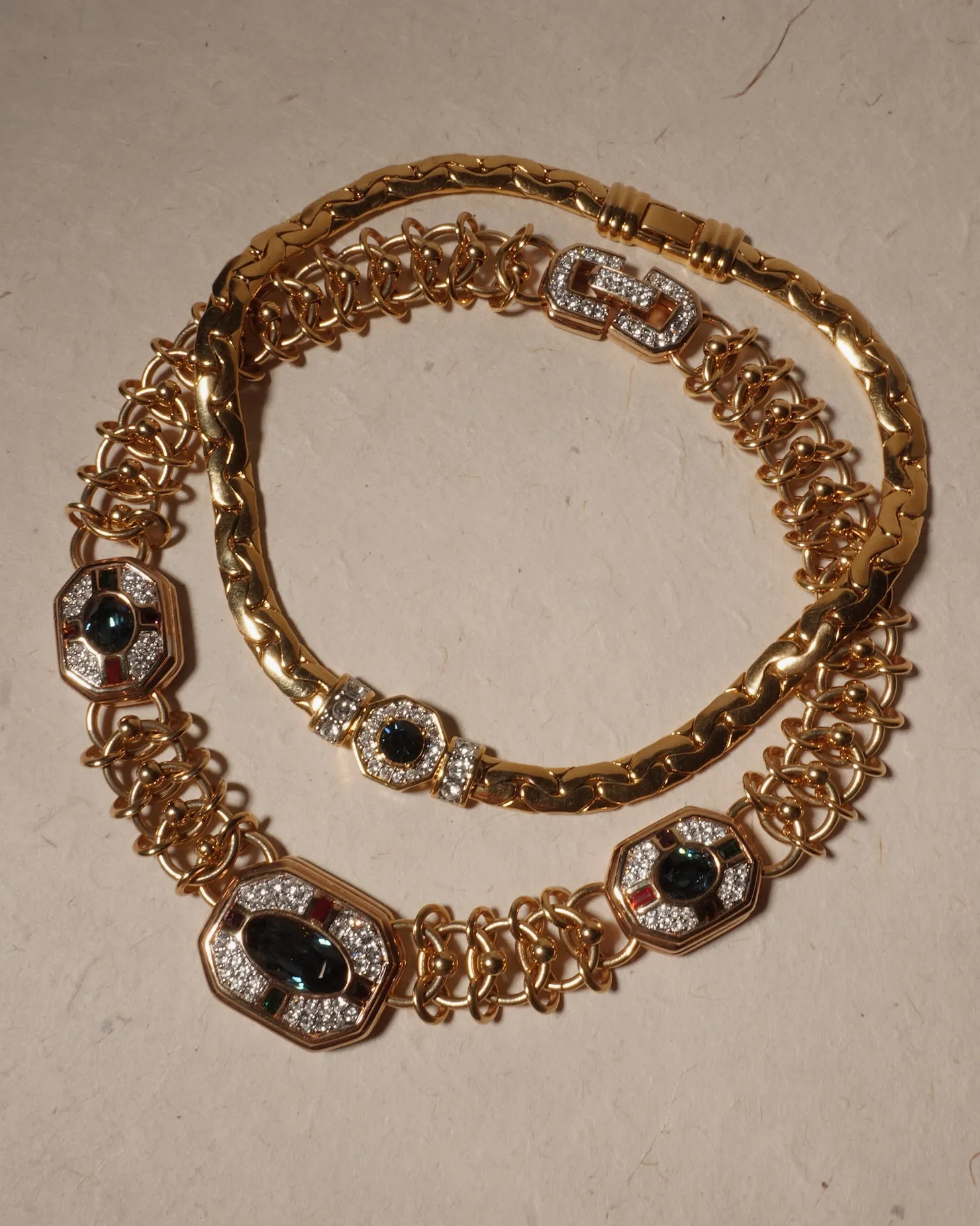 Vintage Sapphire Crystal Statement Necklace