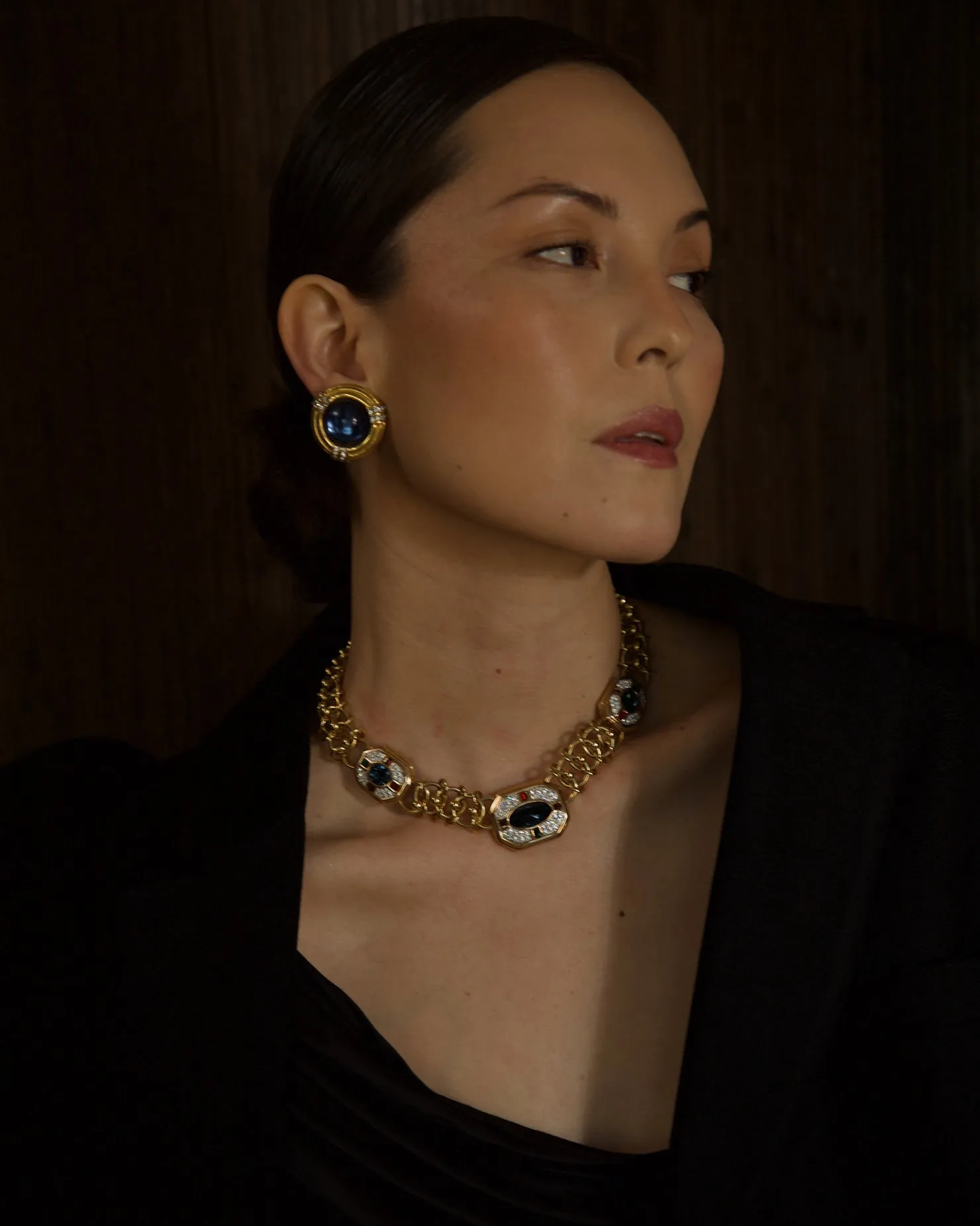 Vintage Sapphire Crystal Statement Necklace