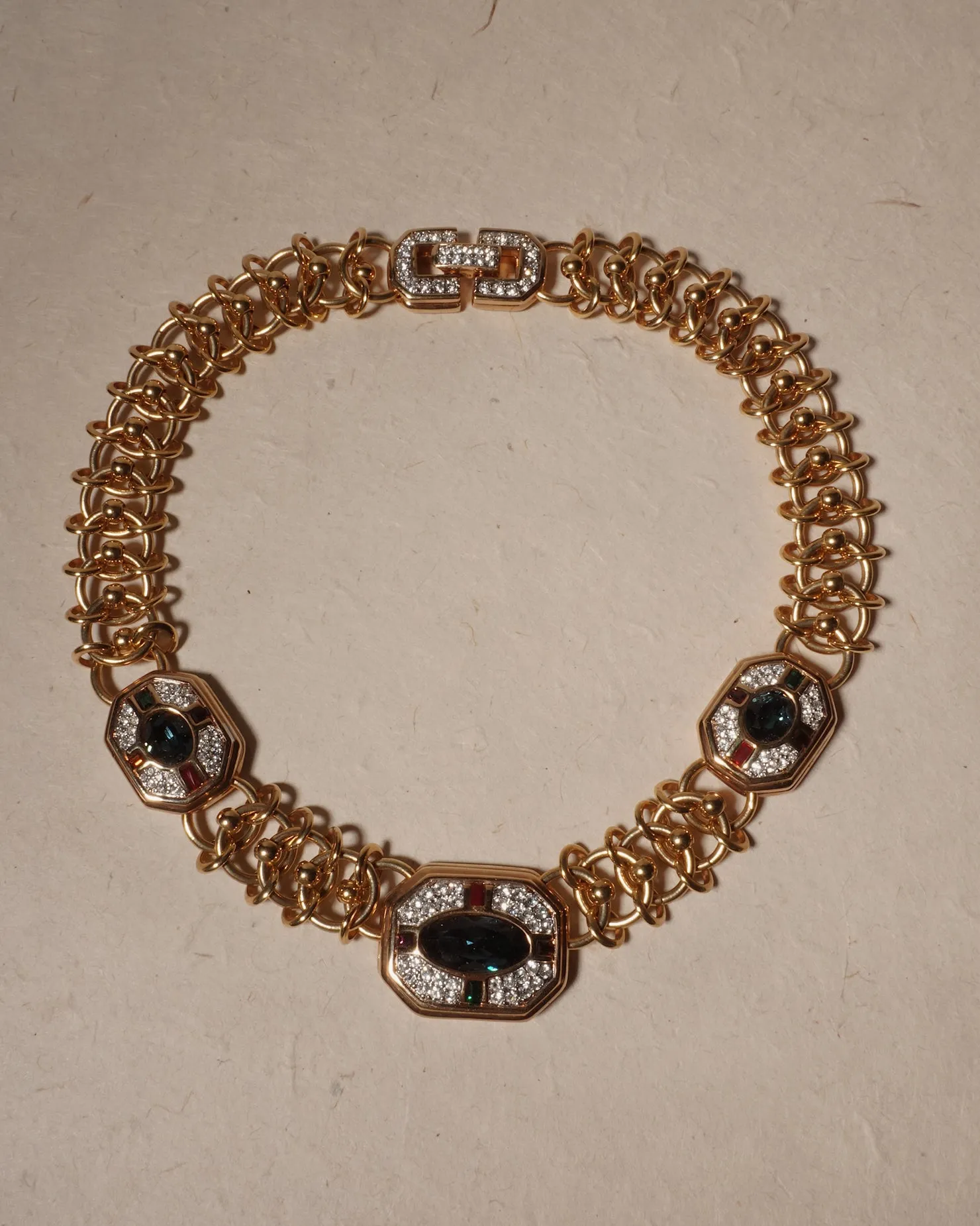Vintage Sapphire Crystal Statement Necklace