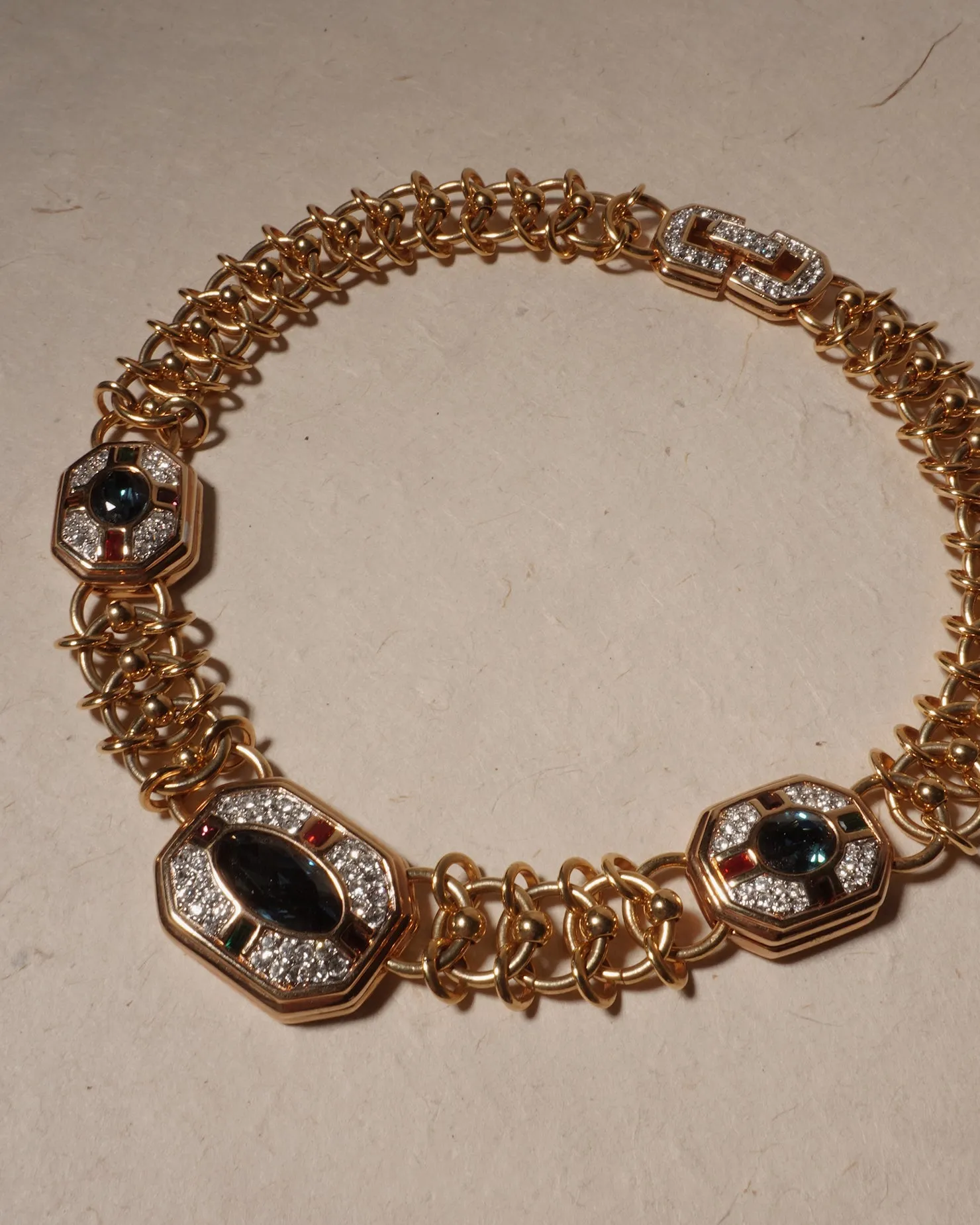 Vintage Sapphire Crystal Statement Necklace