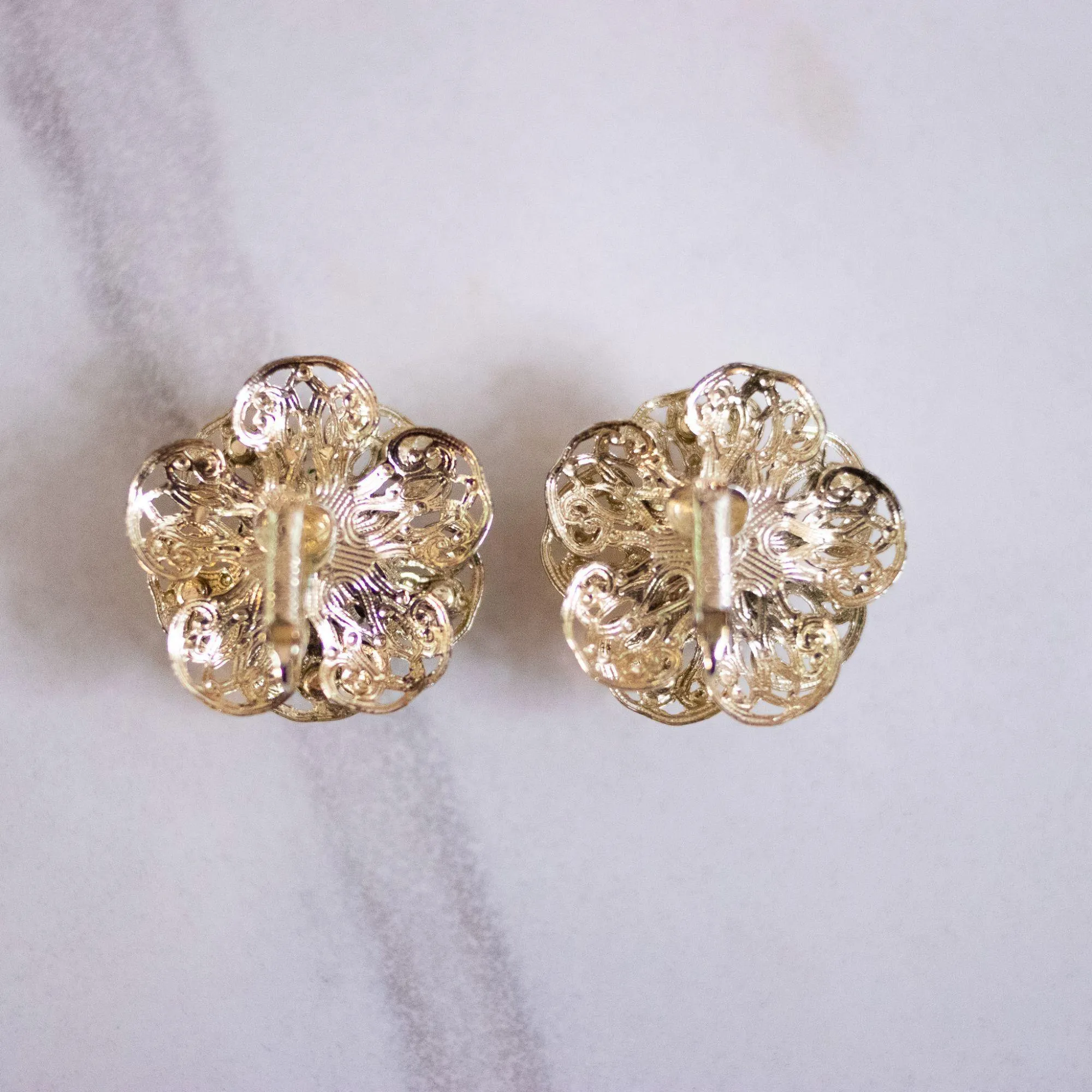 Vintage Sarah Coventry Huge Gold Flower Statement Earrings
