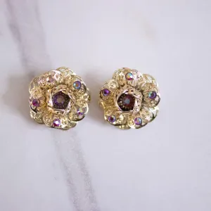 Vintage Sarah Coventry Huge Gold Flower Statement Earrings