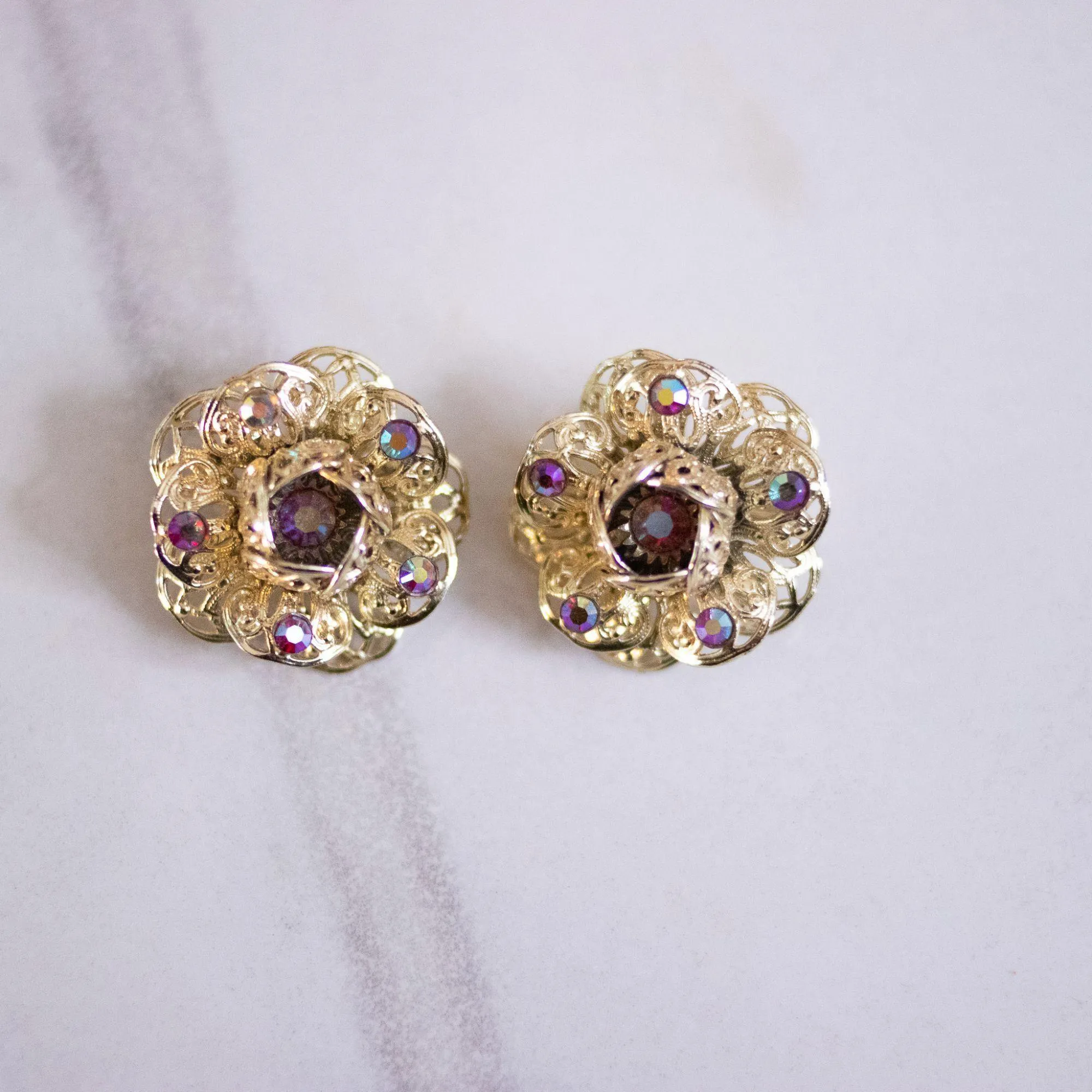 Vintage Sarah Coventry Huge Gold Flower Statement Earrings