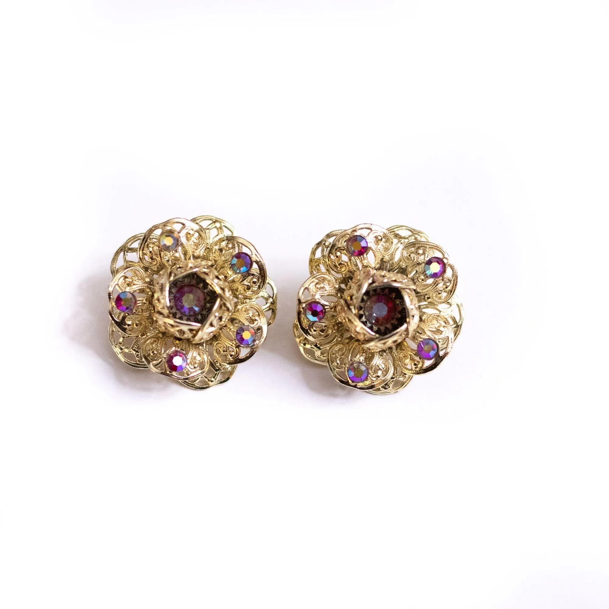 Vintage Sarah Coventry Huge Gold Flower Statement Earrings