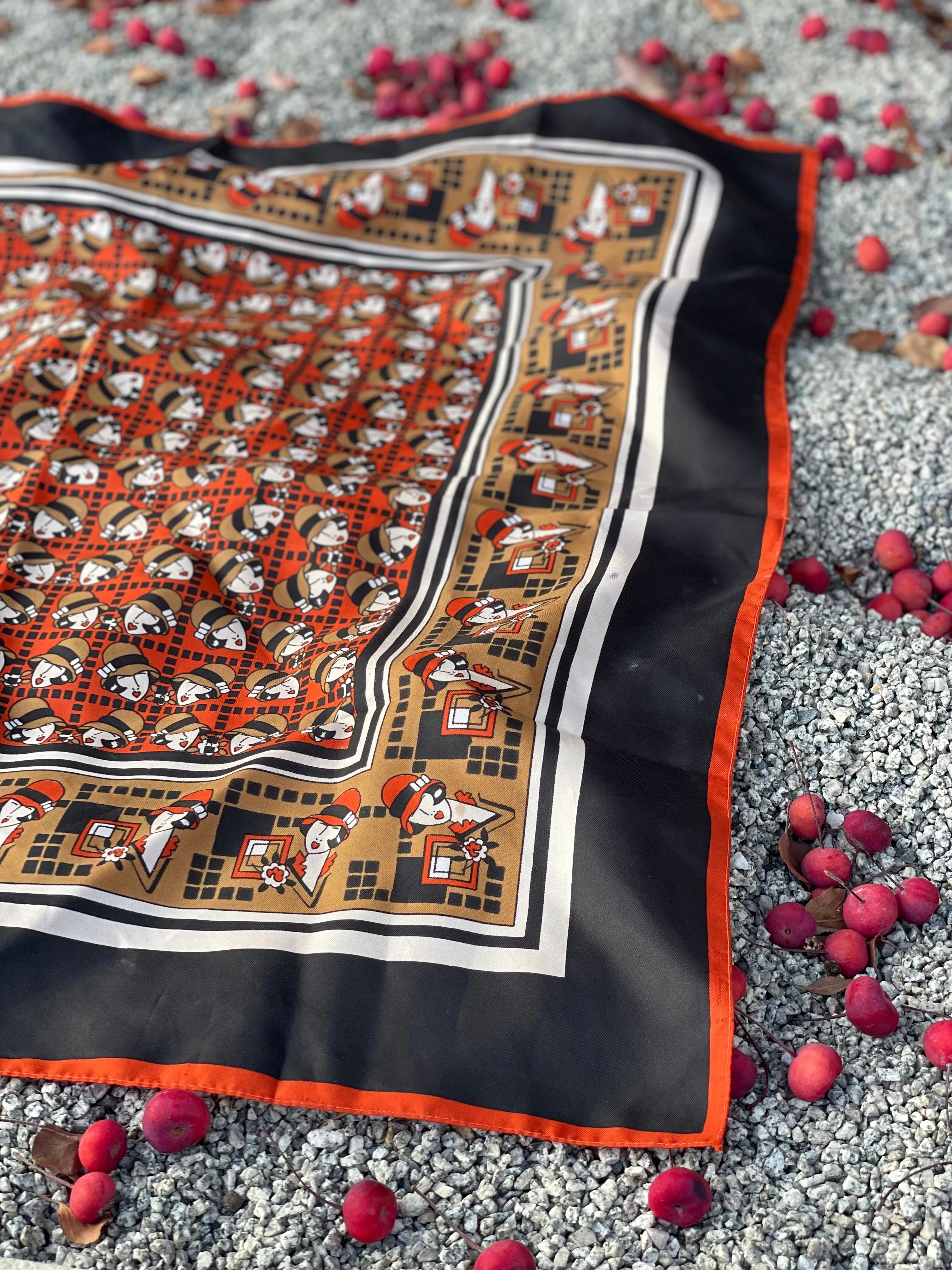 Vintage Scarf with Ladies in Hats