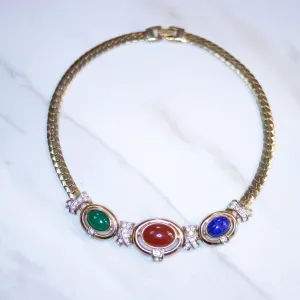 Vintage Signed CRAFT Mogue Style Cabochon Statement Necklace