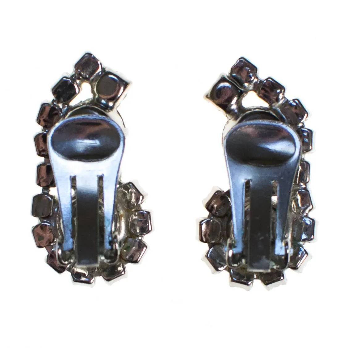 Vintage Smoke and Clear Crystal Rhinestone Earrings