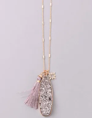 Vintage Snoot Starfire Druzy Necklace in Gunmetal