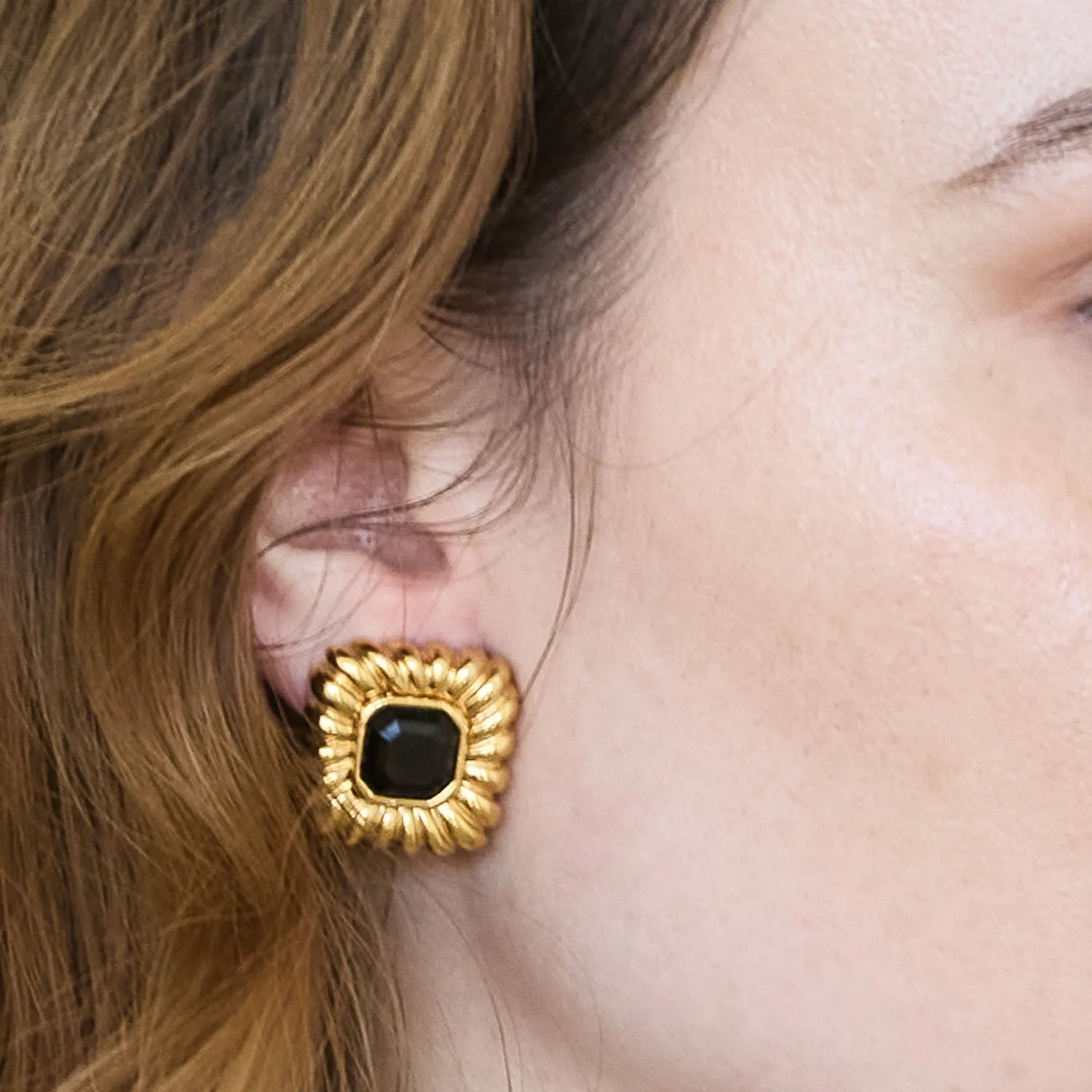 Vintage St. John Black Statement Stud Earrings