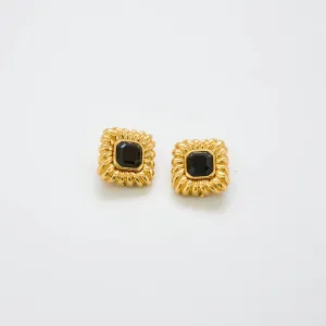 Vintage St. John Black Statement Stud Earrings