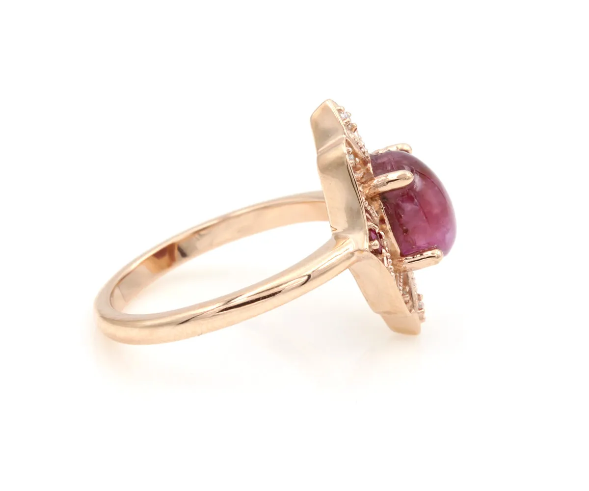 Vintage Star Pink Sapphire and Diamond Rose Gold Ring