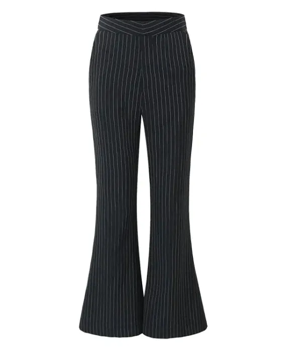Vintage Striped Vest & Bell-Bottom Pants Three-Piece Set