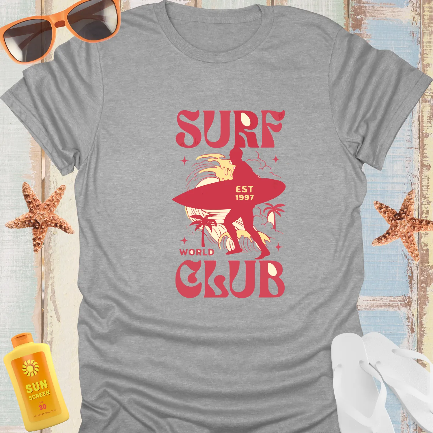 Vintage Surf Club T Shirt Retro Surfing Lifestyle Tee