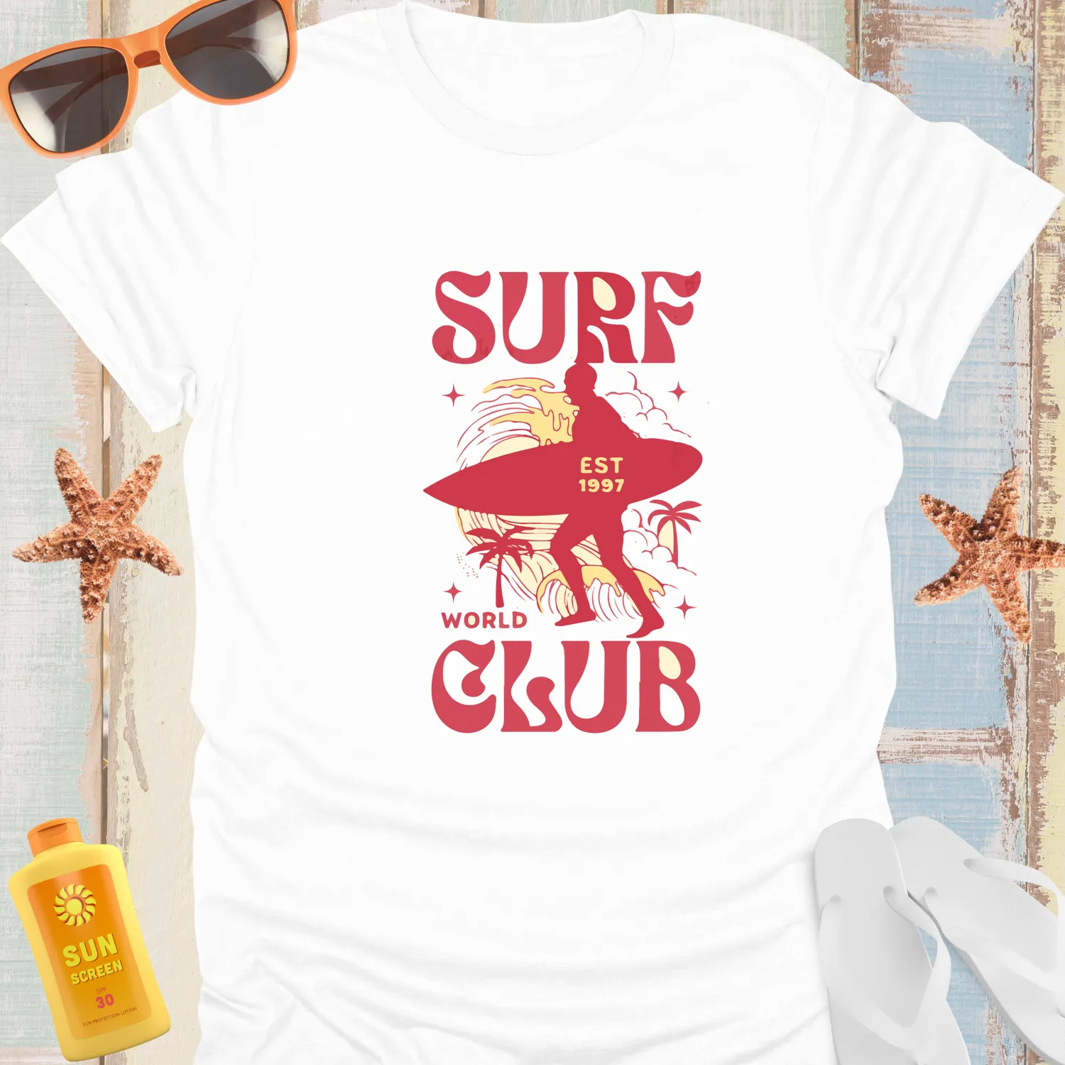 Vintage Surf Club T Shirt Retro Surfing Lifestyle Tee