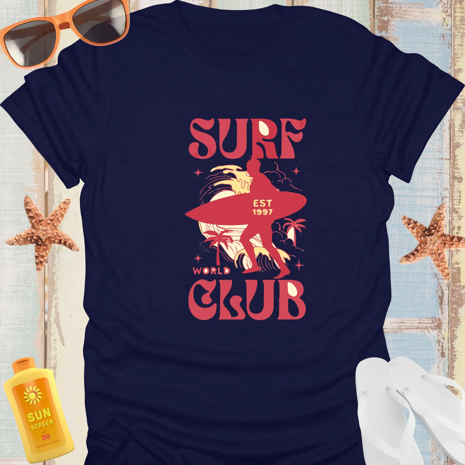 Vintage Surf Club T Shirt Retro Surfing Lifestyle Tee