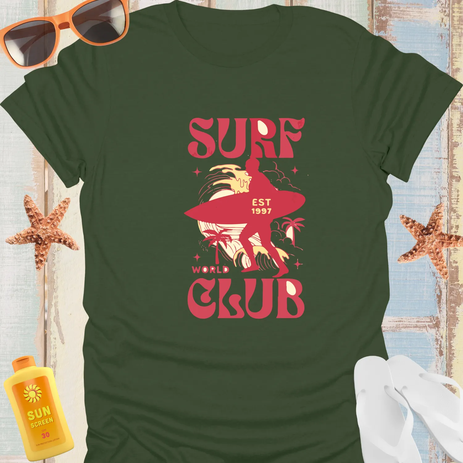 Vintage Surf Club T Shirt Retro Surfing Lifestyle Tee