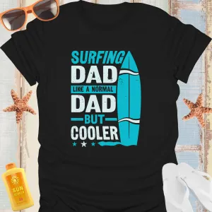 Vintage Surfing Dad Tshirt Cool Blue Surfboard Design