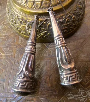 Vintage Tibetan Silver  Lotus Drop Earrings