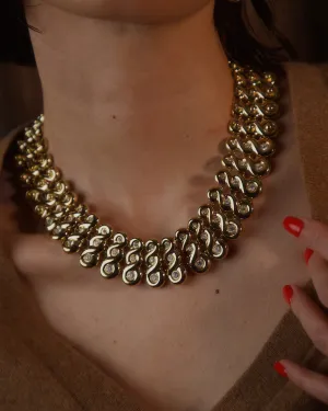 Vintage Twist-Link Rhinestone Statement Necklace