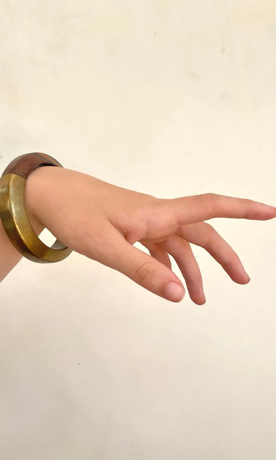 Vintage Wood & Brass Bracelet