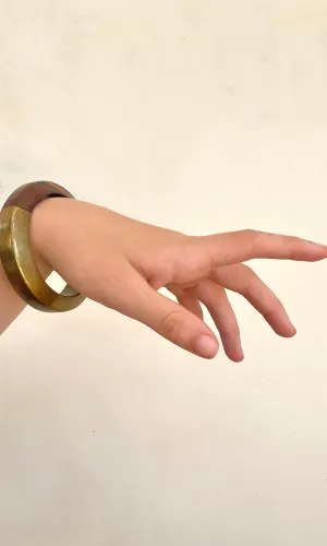 Vintage Wood & Brass Bracelet