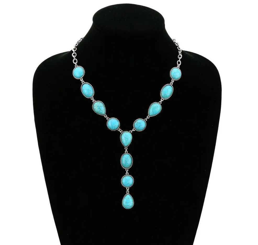 Viviana Western Cabochon Stone Y Necklace