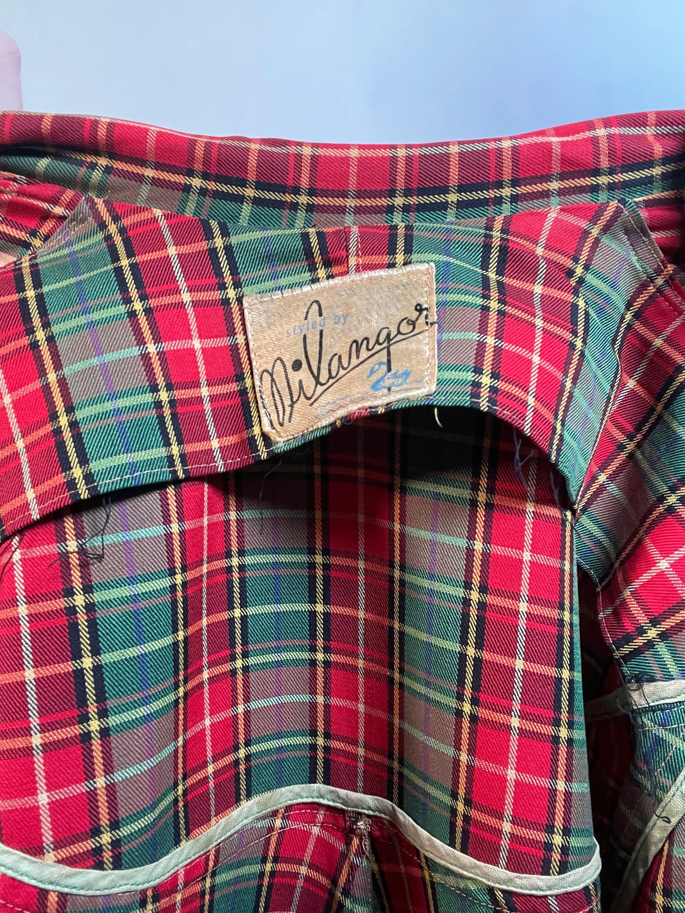 VTG 50s Plaid SWING COAT Rain Coat
