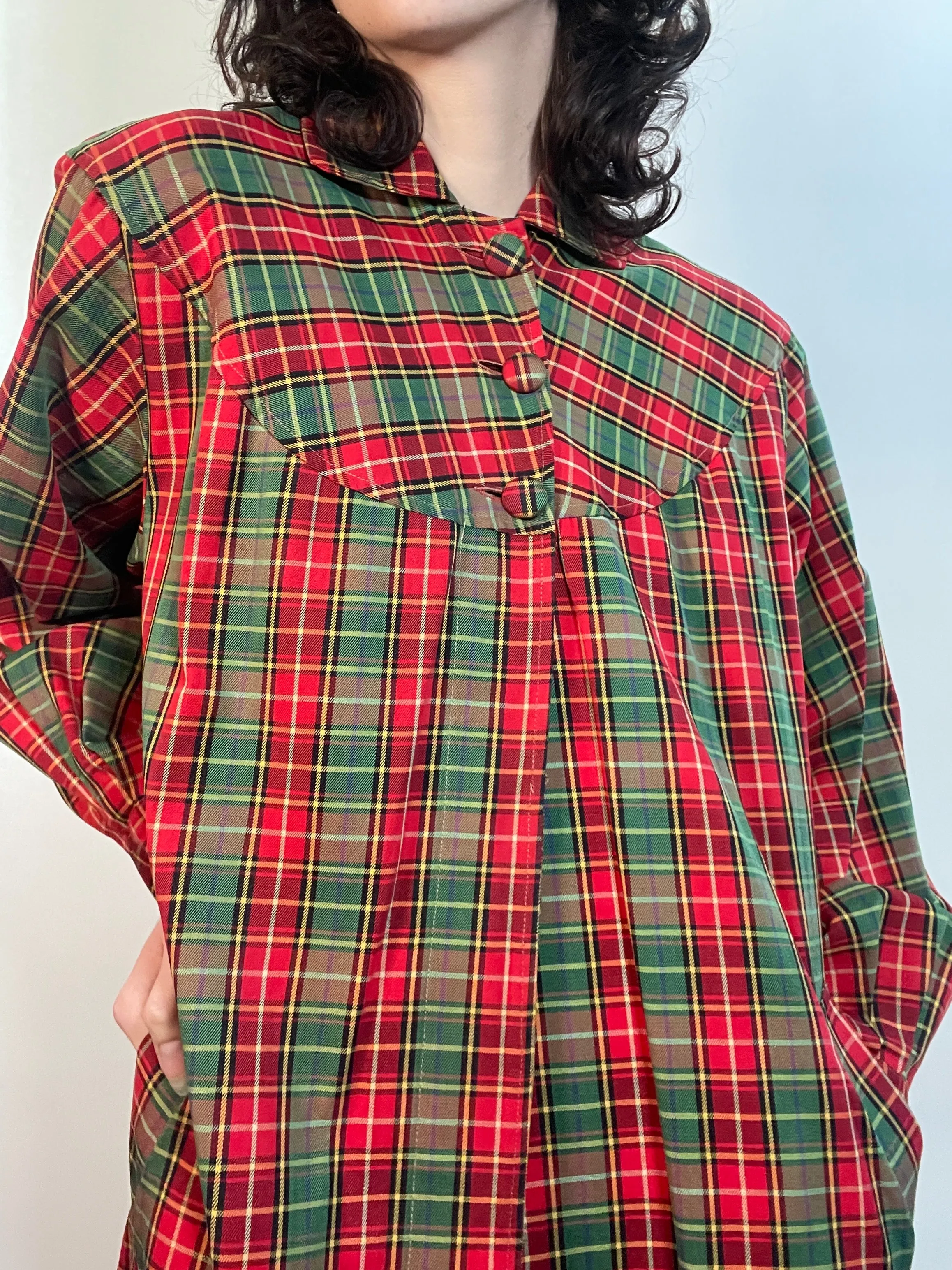 VTG 50s Plaid SWING COAT Rain Coat
