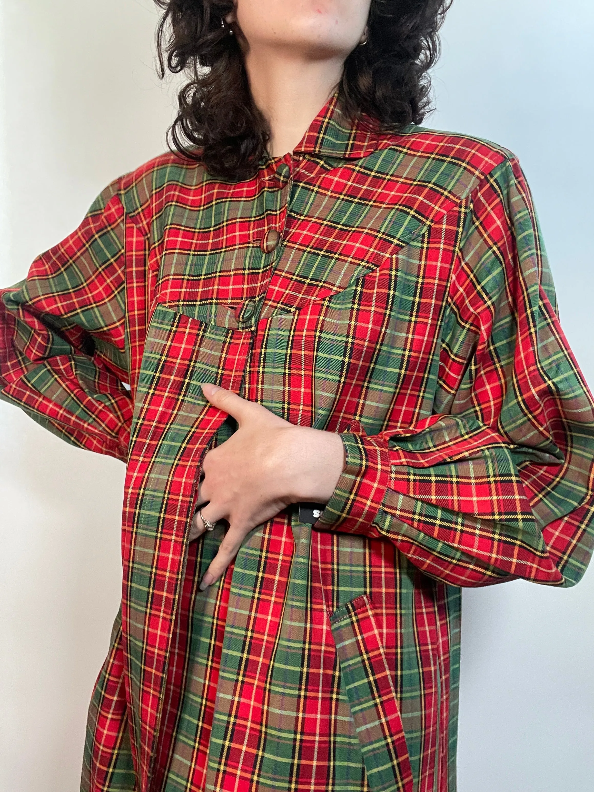 VTG 50s Plaid SWING COAT Rain Coat