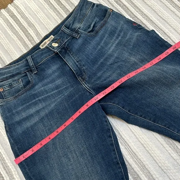 WARP   WEFT WOMENS AN OLD SOUL DARK WASH HIGH RISE STRAIGHT LEG JEANS Size 8