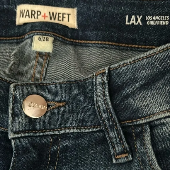 WARP   WEFT WOMENS AN OLD SOUL DARK WASH HIGH RISE STRAIGHT LEG JEANS Size 8