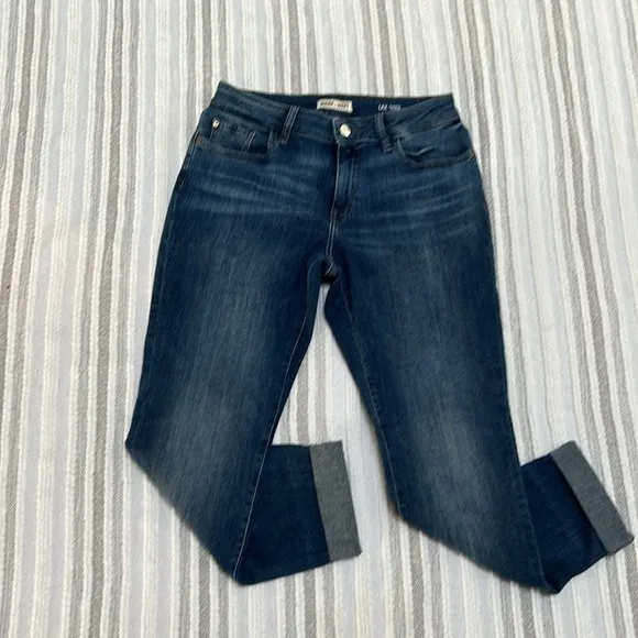 WARP   WEFT WOMENS AN OLD SOUL DARK WASH HIGH RISE STRAIGHT LEG JEANS Size 8