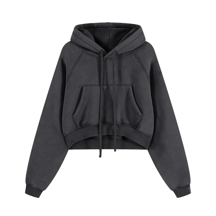Washed Cropped Hoodie