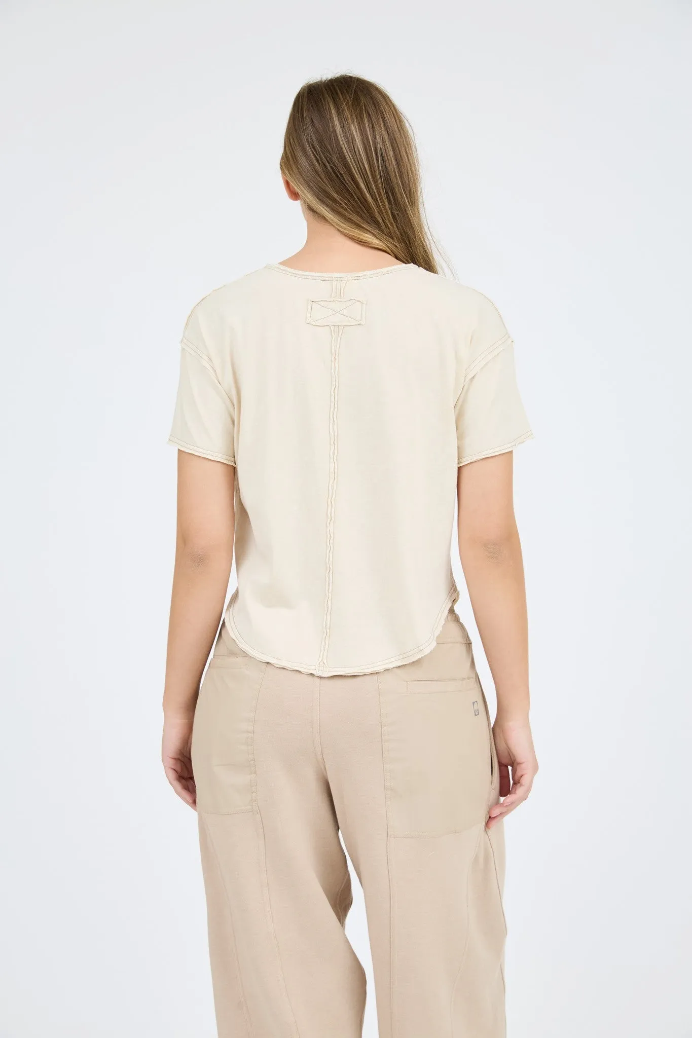 Washed Raw Edge V-Neck