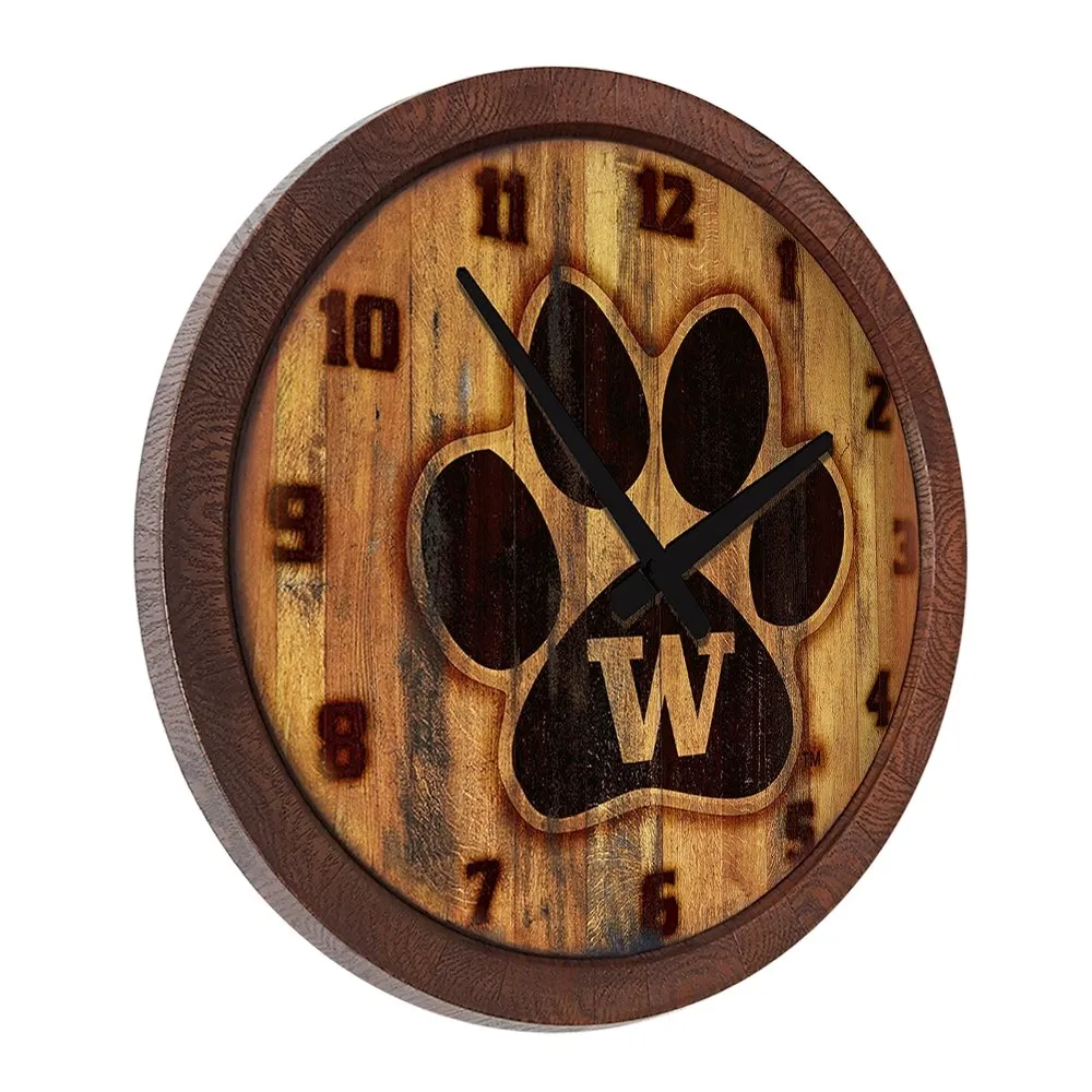 Washington Huskies: Paw - Branded "Faux" Barrel Top Wall Clock