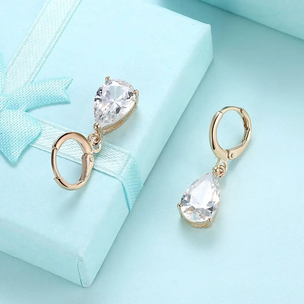 Water Drop Earrings For Women Blue/Purple/White CZ Stone Dangle Drop Earrings Women Jewelry Gift for Girls