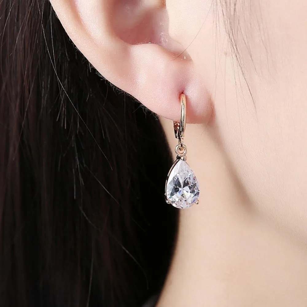 Water Drop Earrings For Women Blue/Purple/White CZ Stone Dangle Drop Earrings Women Jewelry Gift for Girls