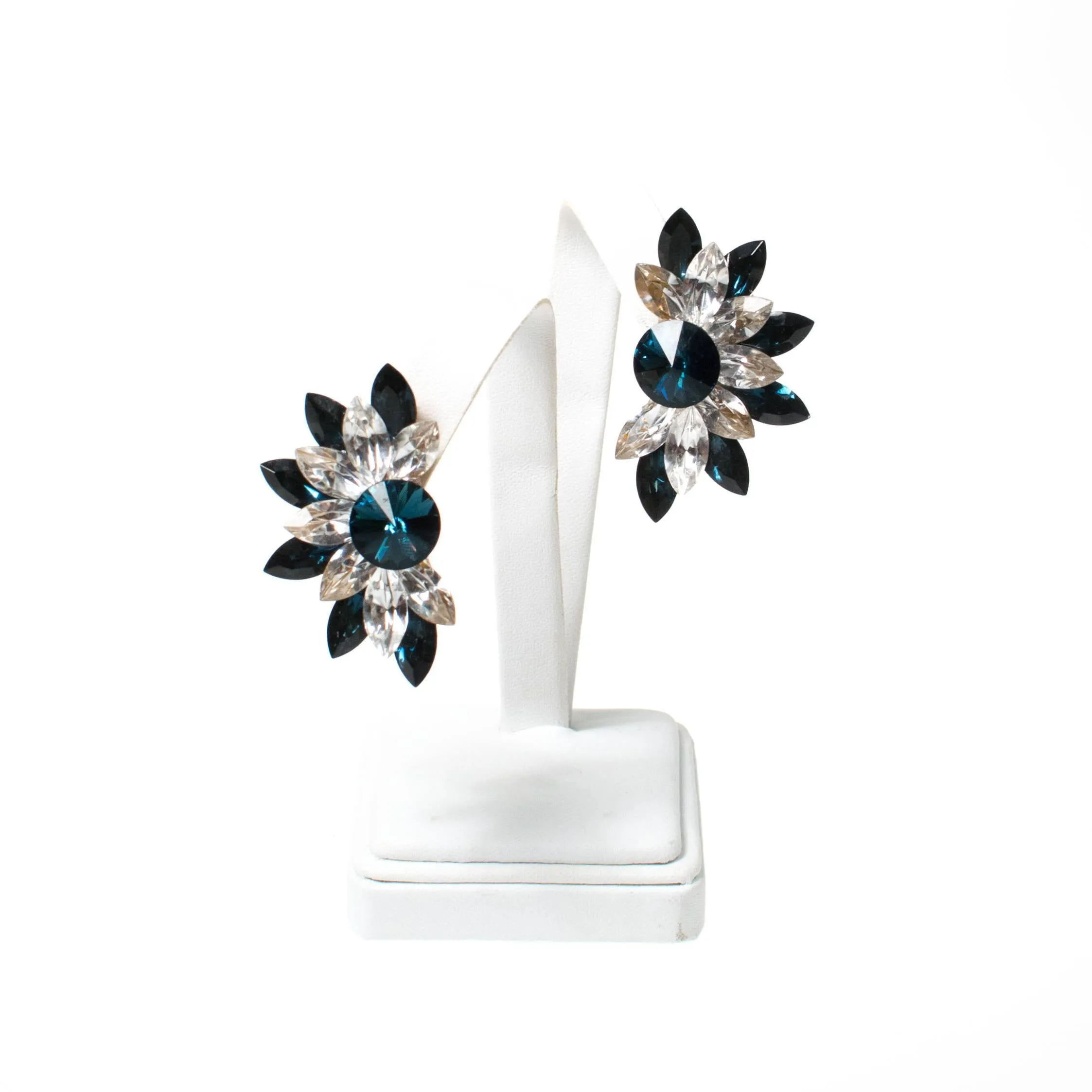 Wendy Gell Blue and  Diamante Rhinestone Statement Earrings