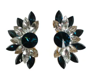 Wendy Gell Blue and  Diamante Rhinestone Statement Earrings