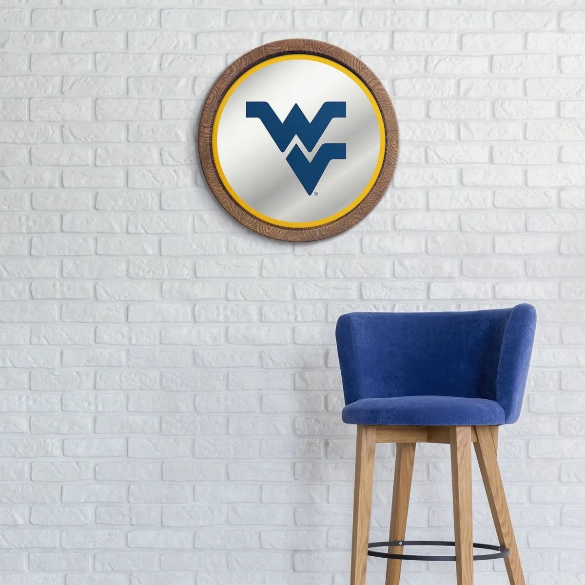West Virginia Mountaineers: Mirrored Barrel Top Mirrored Wall Sign