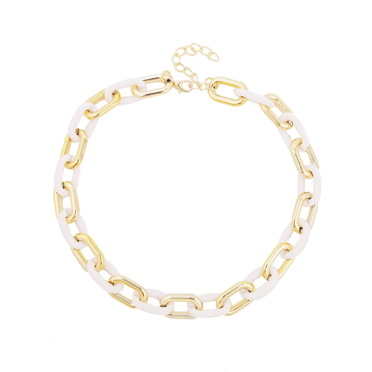 White Acrylic & 18K Gold-Plated Cable Chain Choker Necklace